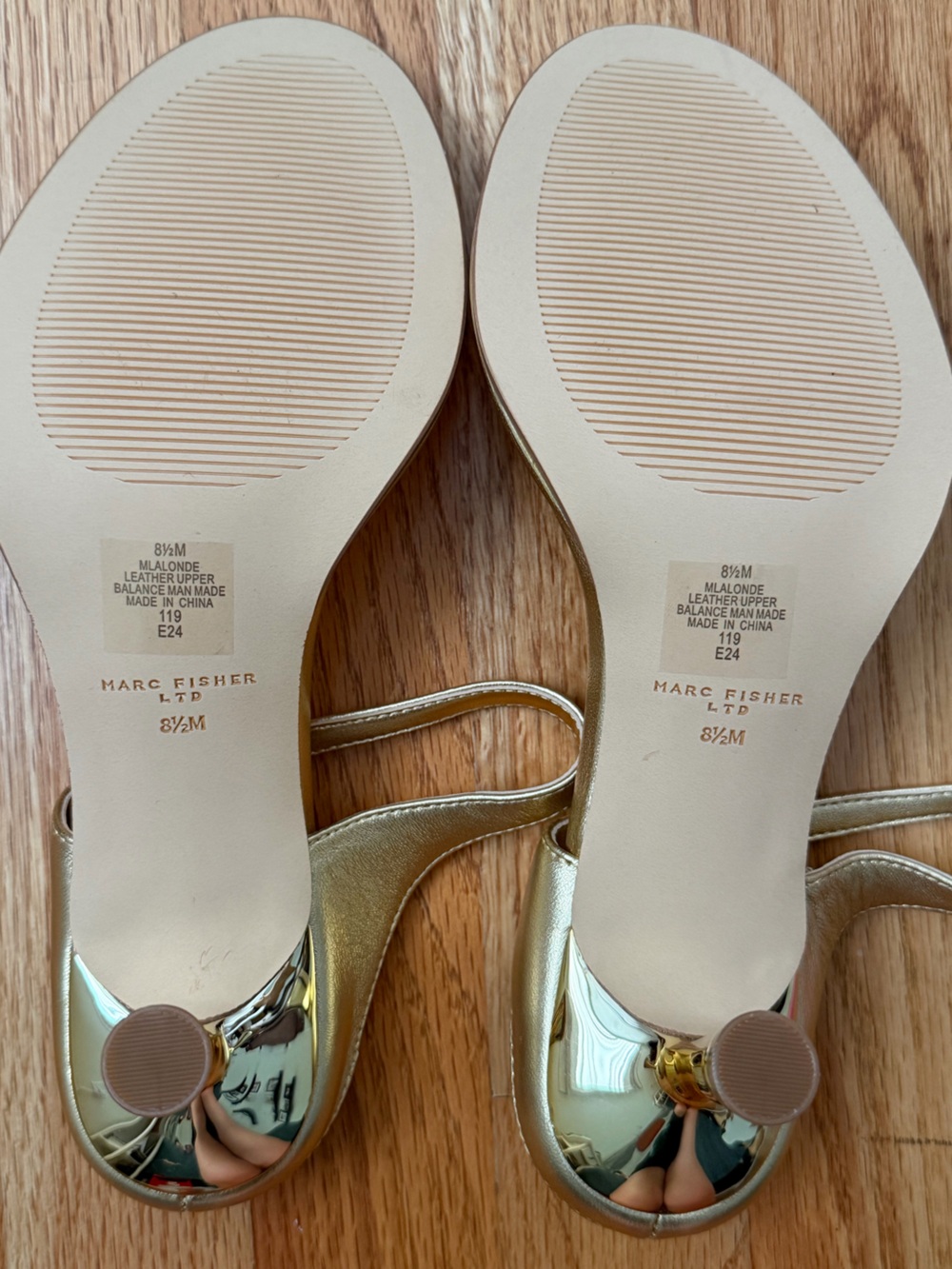 Marc Fisher LTD Gold Alonde Kitten Heel Sandal - Picture 4 of 5